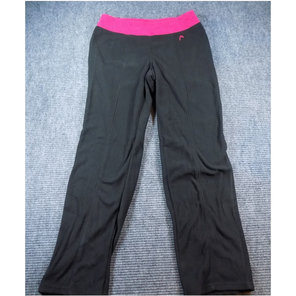 Head Womens Relaxed Fit Fleece Pants Black Pink Bootcut HEW154PF01006 Size S NEW